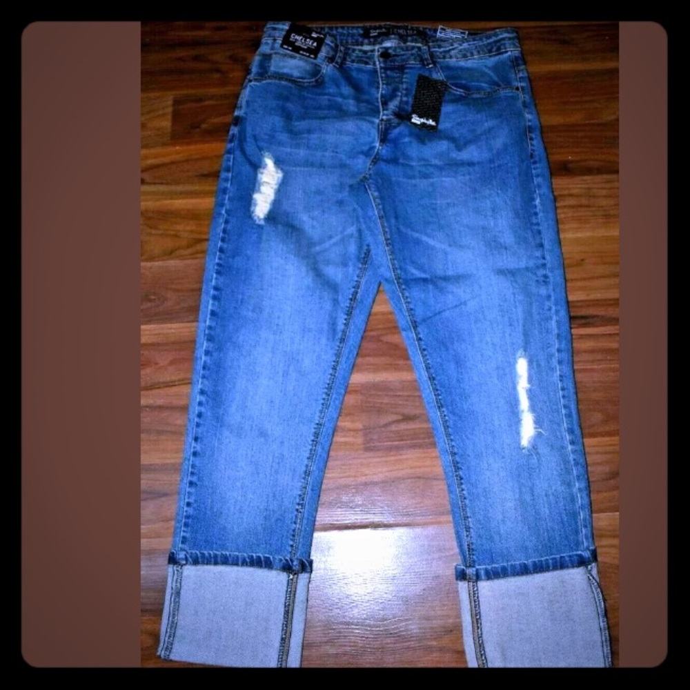 SIMPLY BE CHELSEA Turned Up Hem Boyfriend Jeans